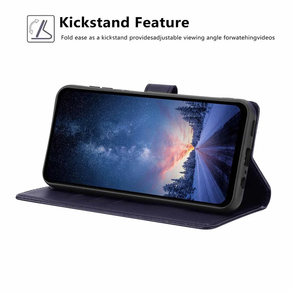 For iPhone Air Stand Case Tree-and-Cat Pattern PU Leather Wallet Protective Phone Cover with Wrist Strap - Blue - 3