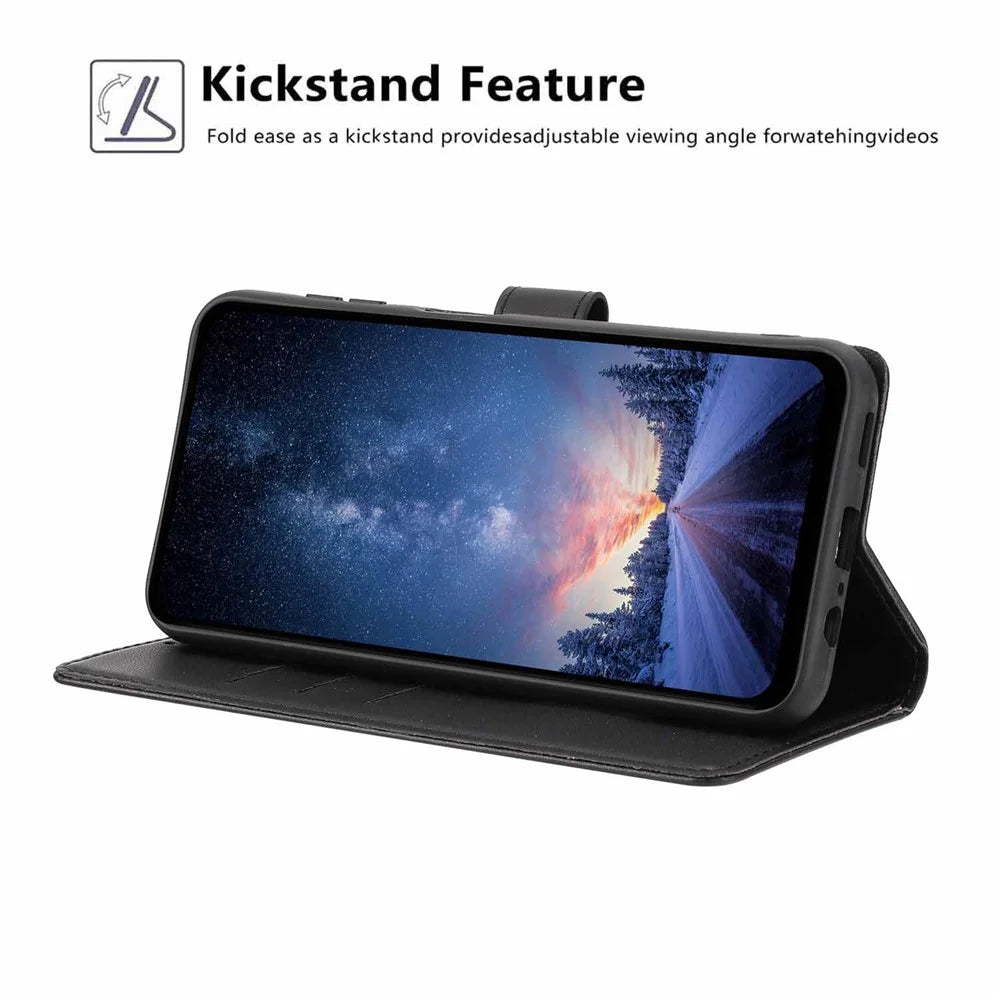Stand Case For Samsung Galaxy A16 4G  /  A16 5G Tree-and-Cat Pattern PU Leather Wallet Protective Phone Cover with Wrist Strap   - Black - 3