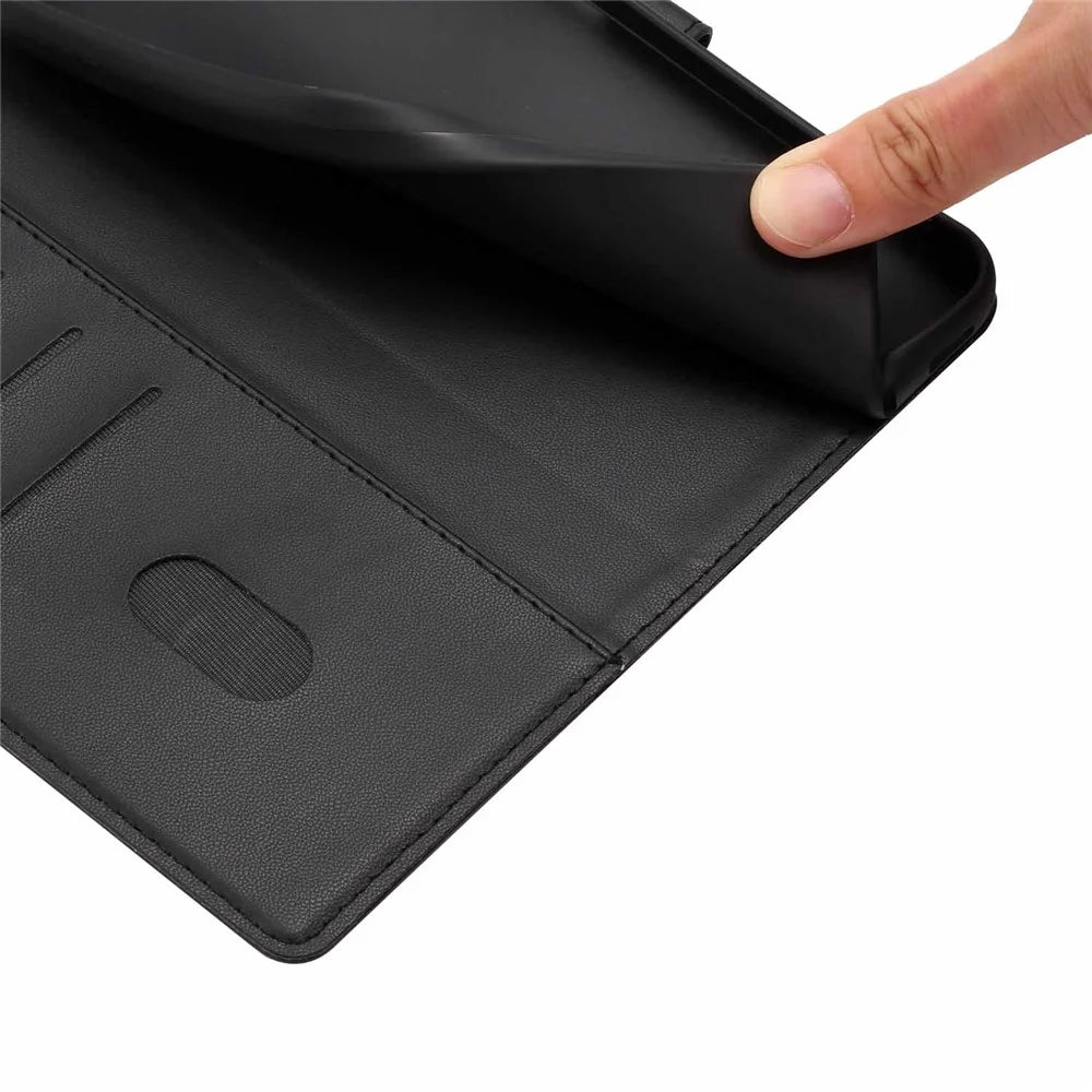 Stand Case For Samsung Galaxy A16 4G  /  A16 5G Tree-and-Cat Pattern PU Leather Wallet Protective Phone Cover with Wrist Strap   - Black - 4