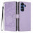 For Samsung Galaxy A37 5G Stand Case Tree-and-Cat Pattern PU Leather Wallet Protective Phone Cover with Wrist Strap - Purple - 1