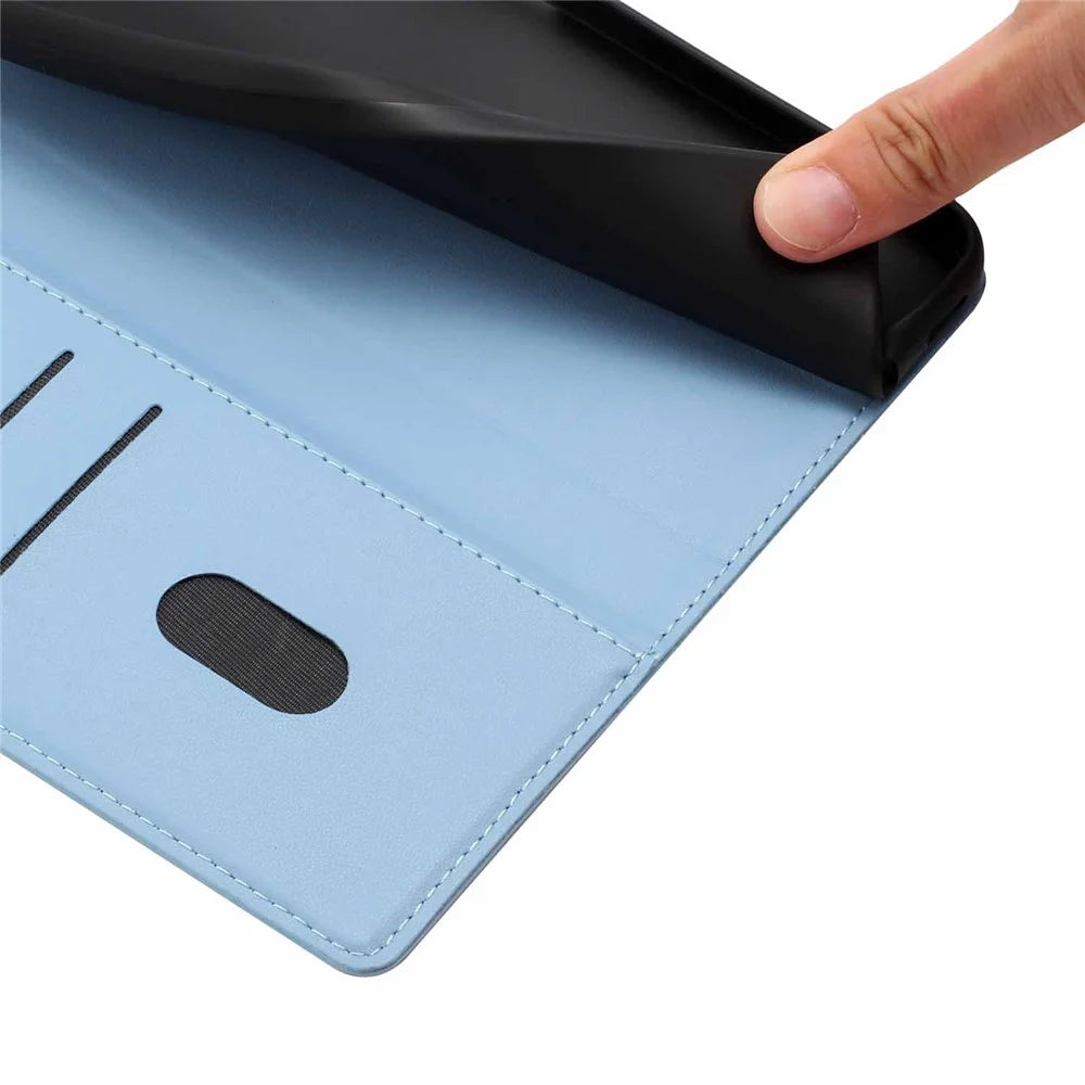 For Samsung Galaxy S26 Ultra Stand Case Tree-and-Cat Pattern PU Leather Wallet Protective Phone Cover with Wrist Strap - Sky Blue - 4