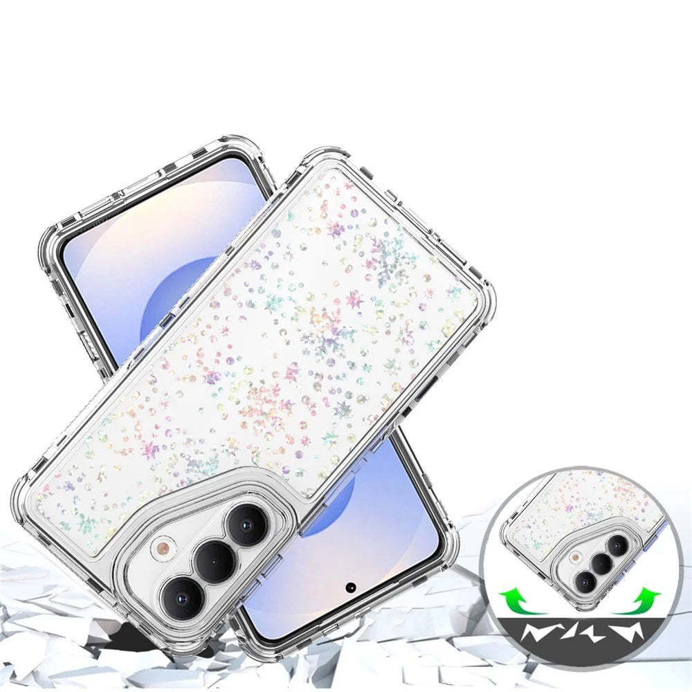 For Samsung Galaxy S26 Case Precise Cutouts Acrylic TPU Clear Phone Cover with Laser-printed Film - Snowflakes - 4