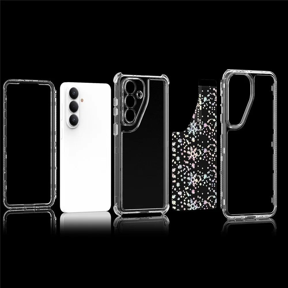 For Samsung Galaxy S26+ Case Precise Cutouts Acrylic TPU Clear Phone Cover with Laser-printed Film - Snowflakes - 6