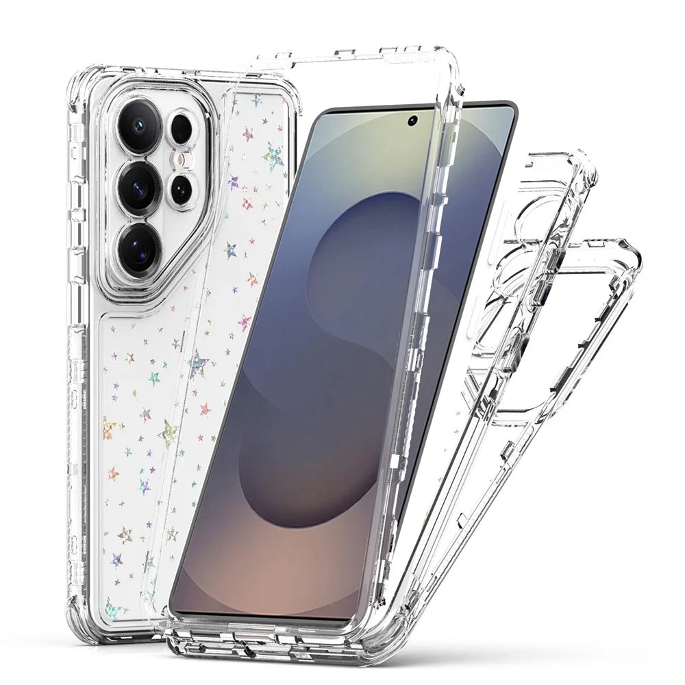 For Samsung Galaxy S26 Ultra Case Precise Cutouts Acrylic TPU Clear Phone Cover with Laser-printed Film - Stars - 1