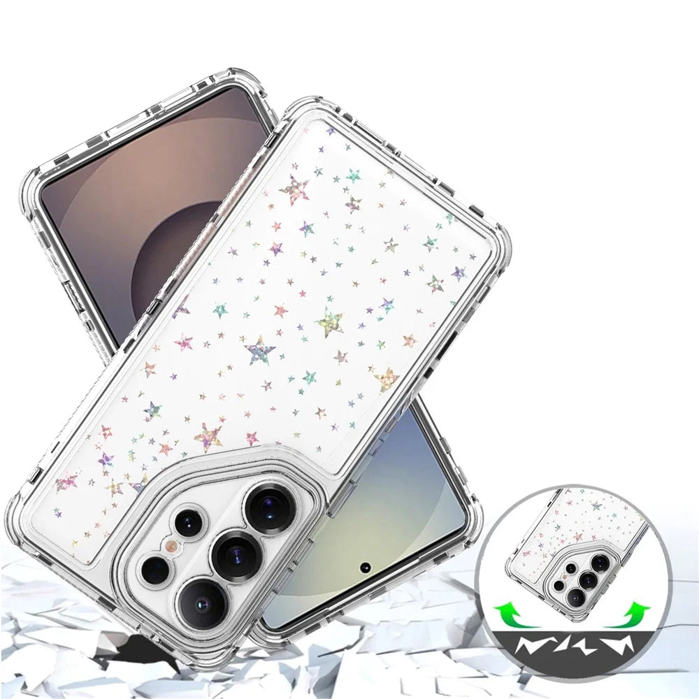 For Samsung Galaxy S26 Ultra Case Precise Cutouts Acrylic TPU Clear Phone Cover with Laser-printed Film - Stars - 4