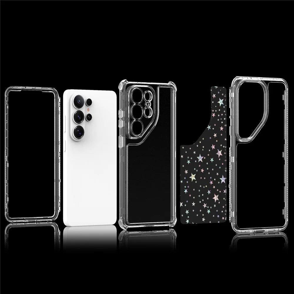 For Samsung Galaxy S26 Ultra Case Precise Cutouts Acrylic TPU Clear Phone Cover with Laser-printed Film - Stars - 6