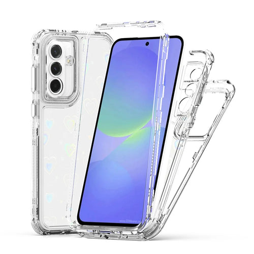 Clear Phone Case for Samsung Galaxy A37 5G / A36 5G / A56 5G Precise Cutouts Acrylic TPU Cover with Laser-printed Film - Hearts - 1