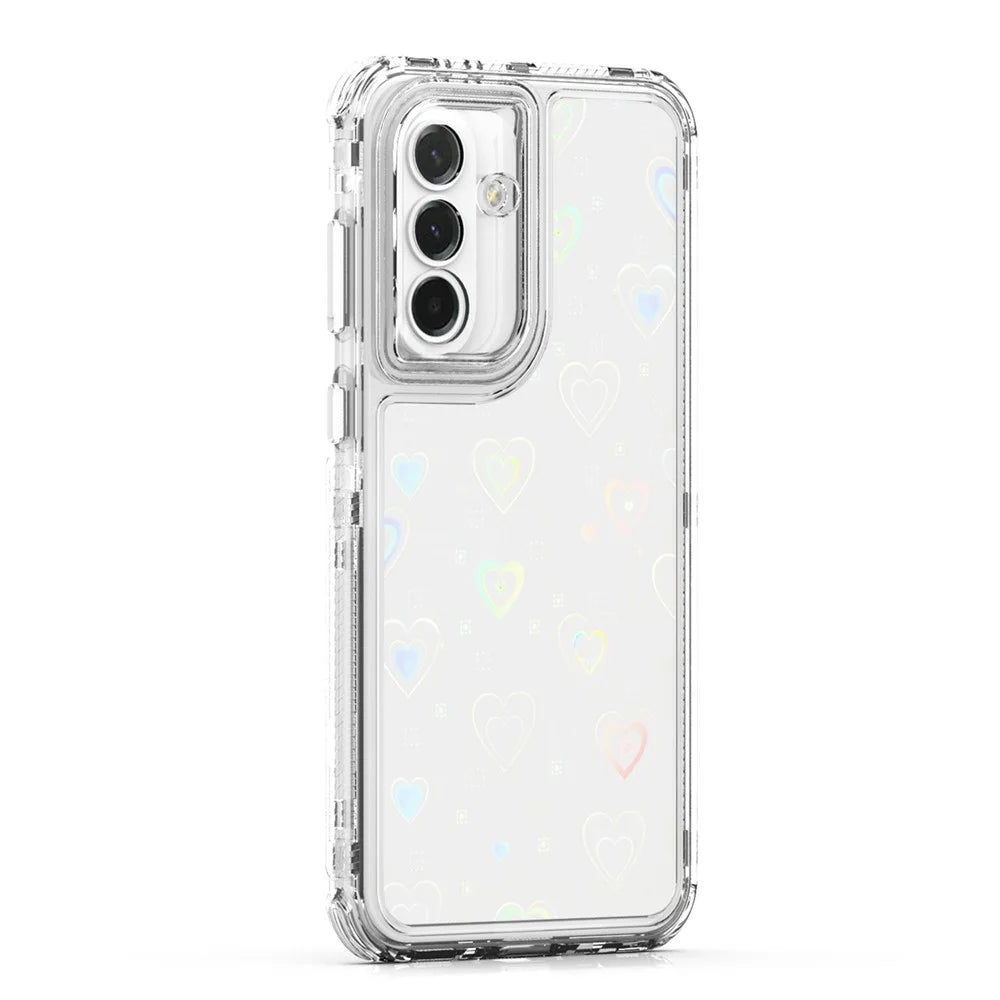 Clear Phone Case for Samsung Galaxy A37 5G / A36 5G / A56 5G Precise Cutouts Acrylic TPU Cover with Laser-printed Film - Hearts - 2