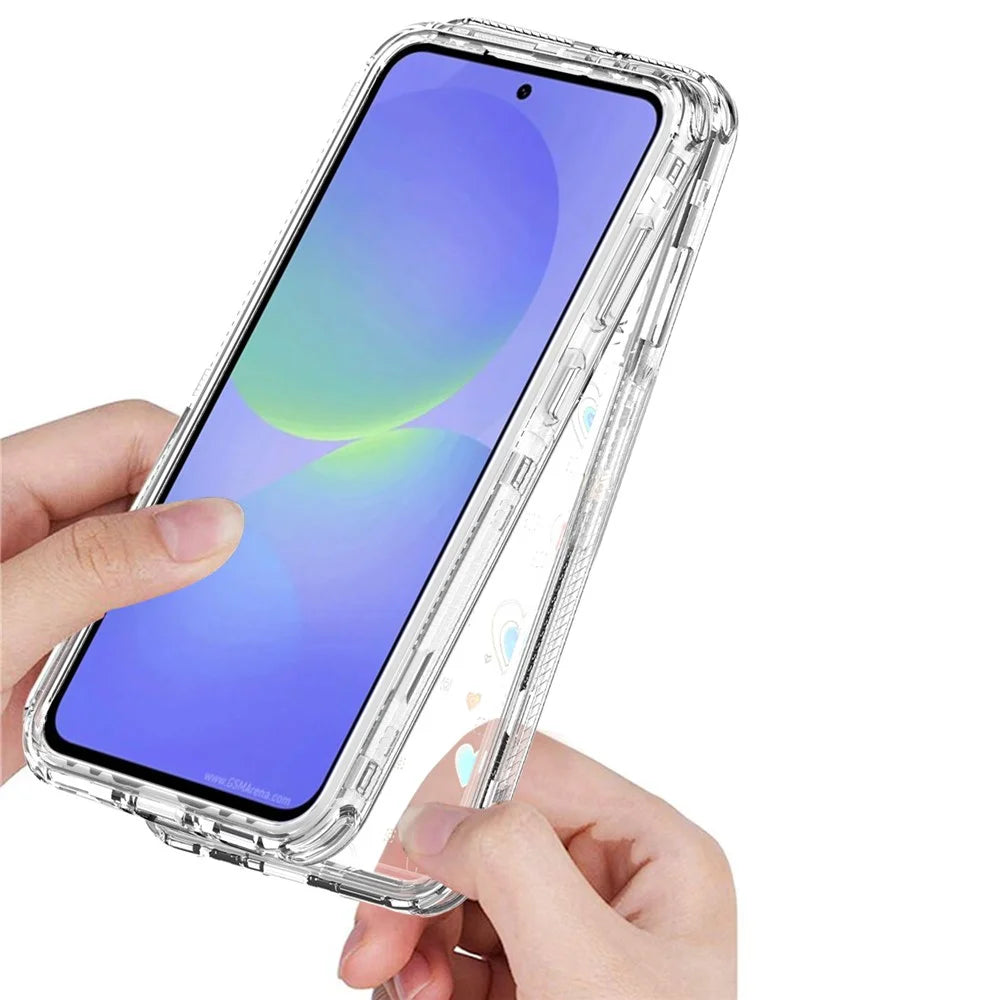 Clear Phone Case for Samsung Galaxy A37 5G / A36 5G / A56 5G Precise Cutouts Acrylic TPU Cover with Laser-printed Film - Hearts - 3