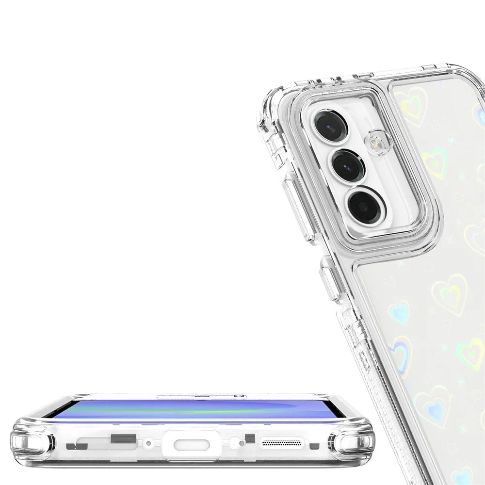 Clear Phone Case for Samsung Galaxy A37 5G / A36 5G / A56 5G Precise Cutouts Acrylic TPU Cover with Laser-printed Film - Hearts - 5