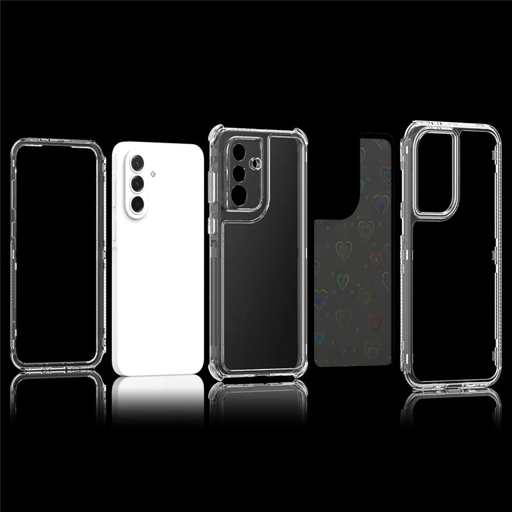 Clear Phone Case for Samsung Galaxy A37 5G / A36 5G / A56 5G Precise Cutouts Acrylic TPU Cover with Laser-printed Film - Hearts - 6
