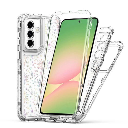 For Samsung Galaxy A57 5G Case Precise Cutouts Acrylic TPU Clear Phone Cover with Laser-printed Film - Snowflakes - 1