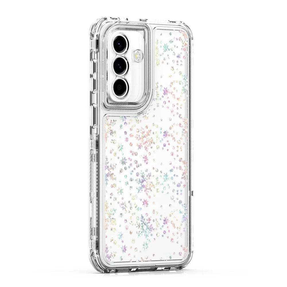 For Samsung Galaxy A57 5G Case Precise Cutouts Acrylic TPU Clear Phone Cover with Laser-printed Film - Snowflakes - 2
