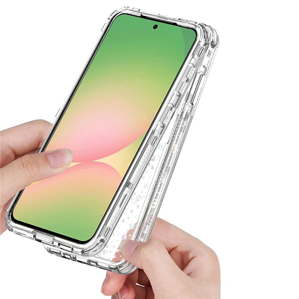 For Samsung Galaxy A57 5G Case Precise Cutouts Acrylic TPU Clear Phone Cover with Laser-printed Film - Snowflakes - 3