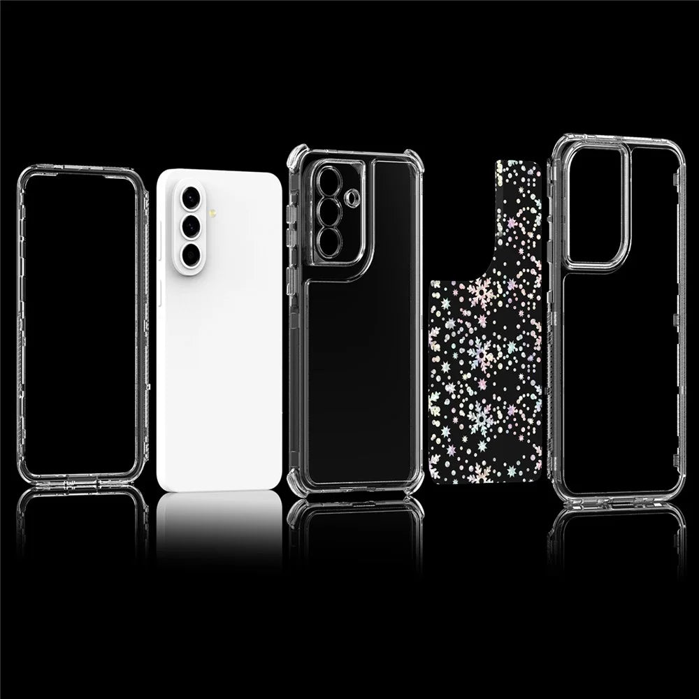 For Samsung Galaxy A57 5G Case Precise Cutouts Acrylic TPU Clear Phone Cover with Laser-printed Film - Snowflakes - 6
