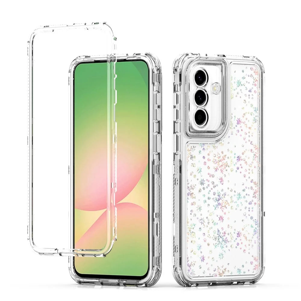 For Samsung Galaxy A57 5G Case Precise Cutouts Acrylic TPU Clear Phone Cover with Laser-printed Film - Snowflakes - 7