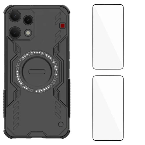 WANLONFENG For Nothing Phone (3a) Lite 5G Magnetic Case  DJ Series PC TPU Phone Cover with 2Pcs Tempered Glass Film - Black - 1