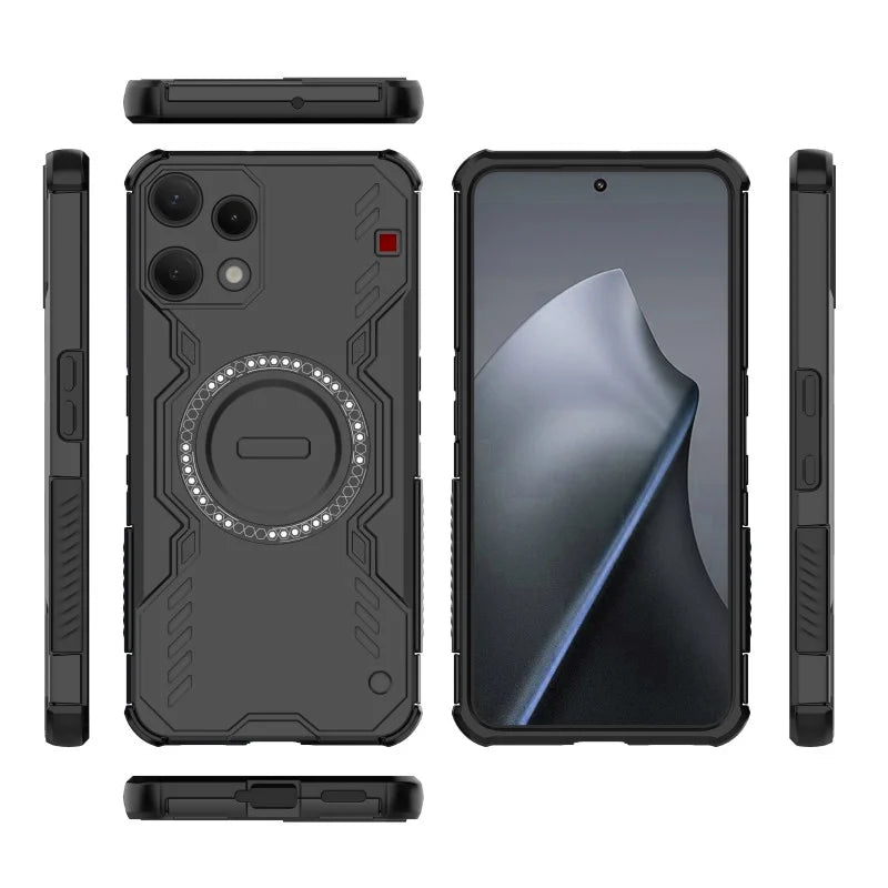 WANLONFENG For Nothing Phone (3a) Lite 5G Magnetic Case  DJ Series PC TPU Phone Cover with 2Pcs Tempered Glass Film - Black - 2