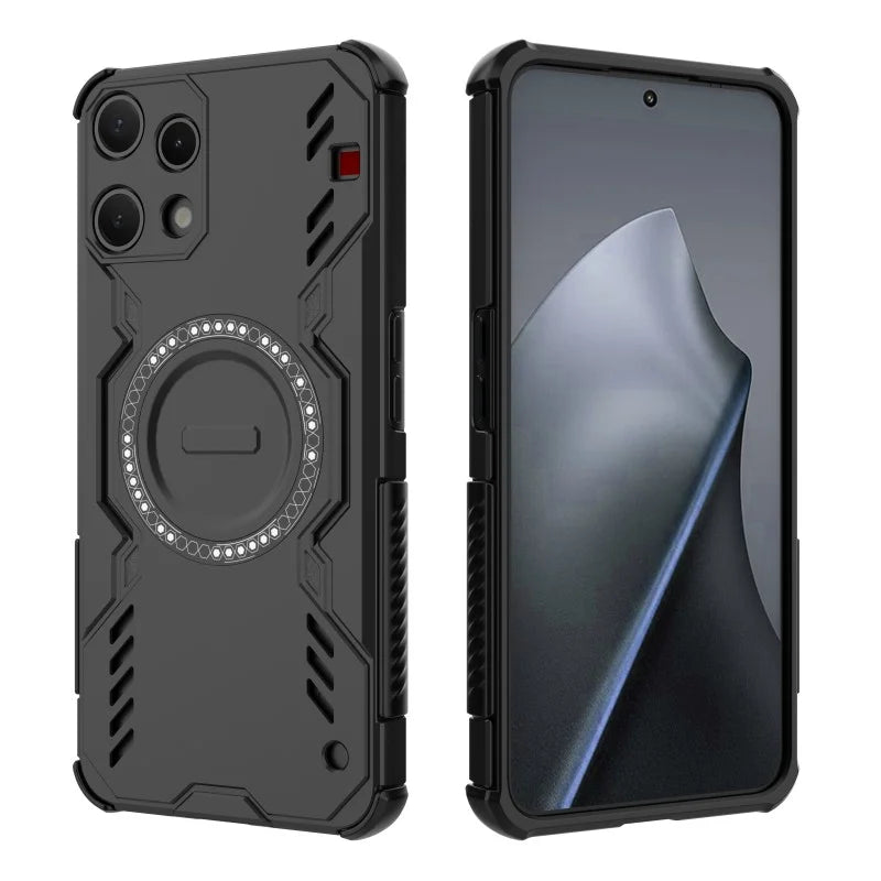 WANLONFENG For Nothing Phone (3a) Lite 5G Magnetic Case  DJ Series PC TPU Phone Cover with 2Pcs Tempered Glass Film - Black - 3