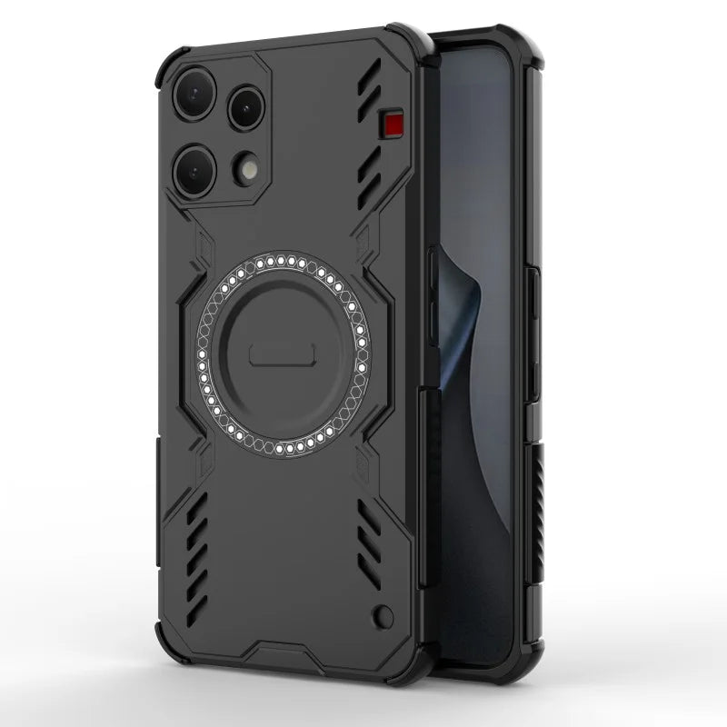 WANLONFENG For Nothing Phone (3a) Lite 5G Magnetic Case  DJ Series PC TPU Phone Cover with 2Pcs Tempered Glass Film - Black - 4