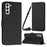 For Samsung Galaxy S23+ Heart Shape Imprinted Wallet Viewing Stand Case Skin-touch Feeling PU Leather Phone Cover with Shoulder Strap - Black - 1