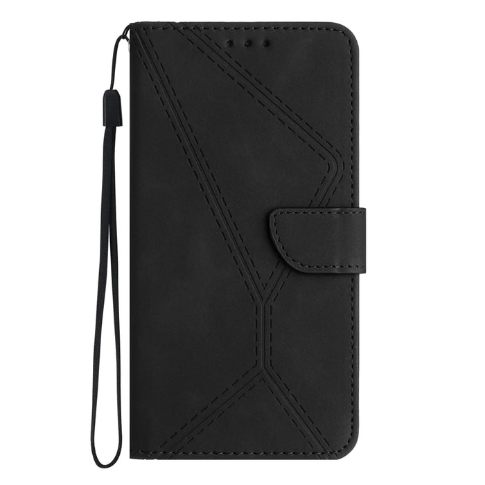 For Samsung Galaxy A57 5G Case Skin Touch Lines Imprinted PU Leather Flip Phone Cover - Black - 2