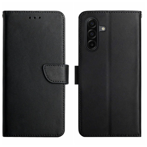 For Samsung Galaxy A57 5G Case Genuine Cow Leather Phone Cover Nappa Texture - Black - 1