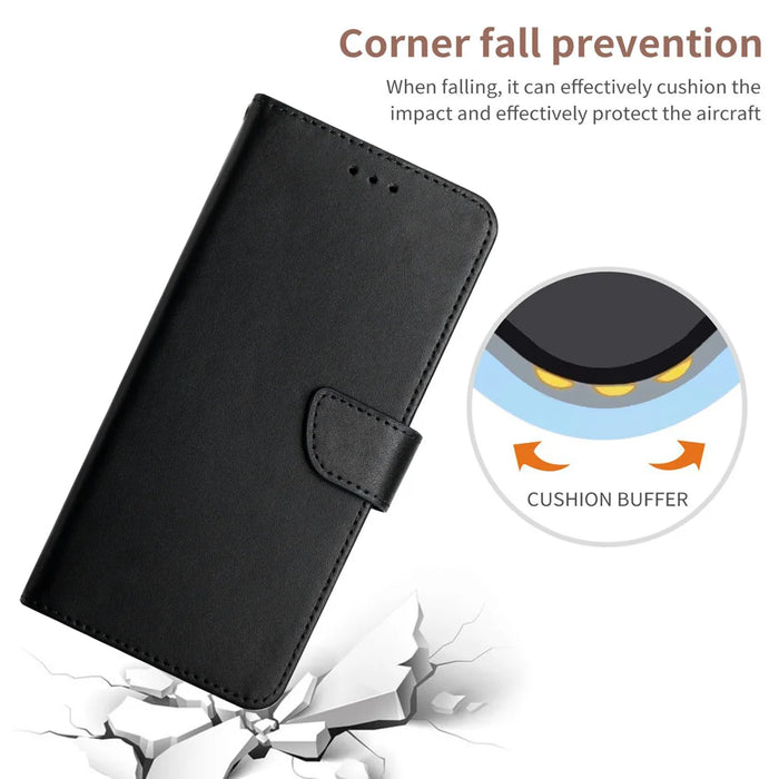 For Samsung Galaxy A57 5G Case Genuine Cow Leather Phone Cover Nappa Texture - Black - 5