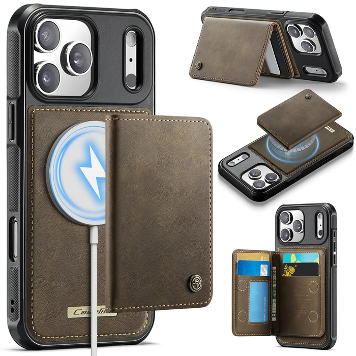 CASEME ME80 Series For iPhone 18 Pro Max / 17 Pro Max Magnetic Case RFID Blocking Leather PC TPU Phone Cover with Detachable Wallet - Coffee - 1