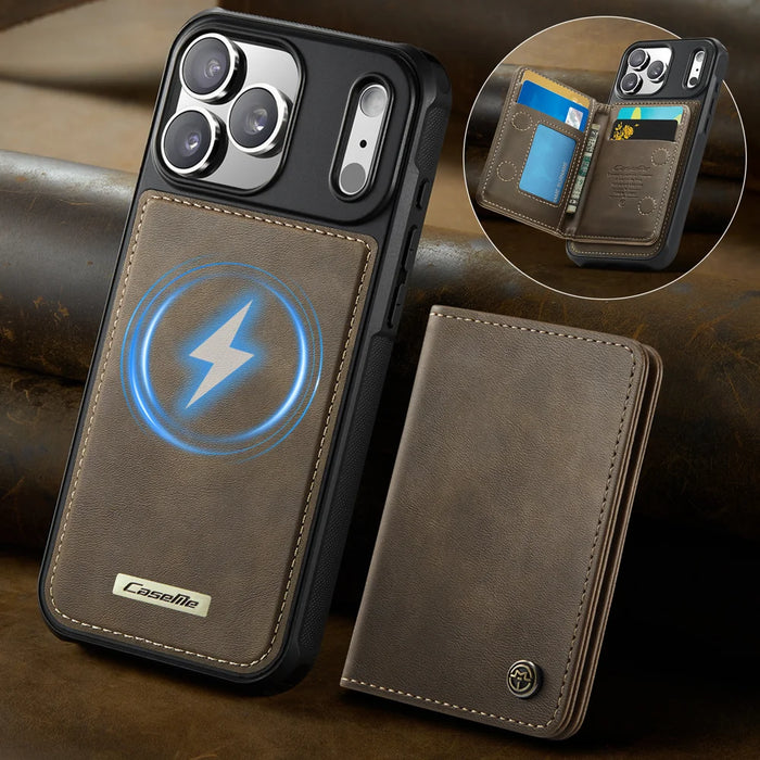 CASEME ME80 Series For iPhone 18 Pro Max / 17 Pro Max Magnetic Case RFID Blocking Leather PC TPU Phone Cover with Detachable Wallet - Coffee - 2