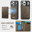 CASEME ME80 Series For iPhone 18 Pro Max / 17 Pro Max Magnetic Case RFID Blocking Leather PC TPU Phone Cover with Detachable Wallet - Coffee - 3