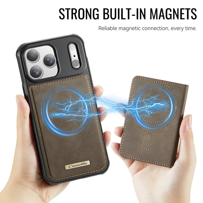 CASEME ME80 Series For iPhone 18 Pro Max / 17 Pro Max Magnetic Case RFID Blocking Leather PC TPU Phone Cover with Detachable Wallet - Coffee - 6