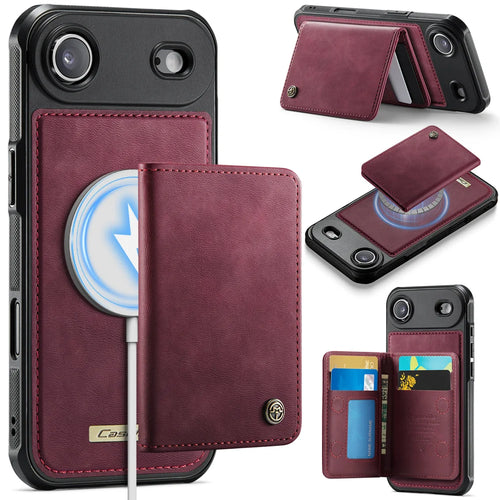 CASEME For iPhone Air Magnetic Case  ME80 Series Leather PC TPU Phone Cover with Detachable Wallet - Red - 1