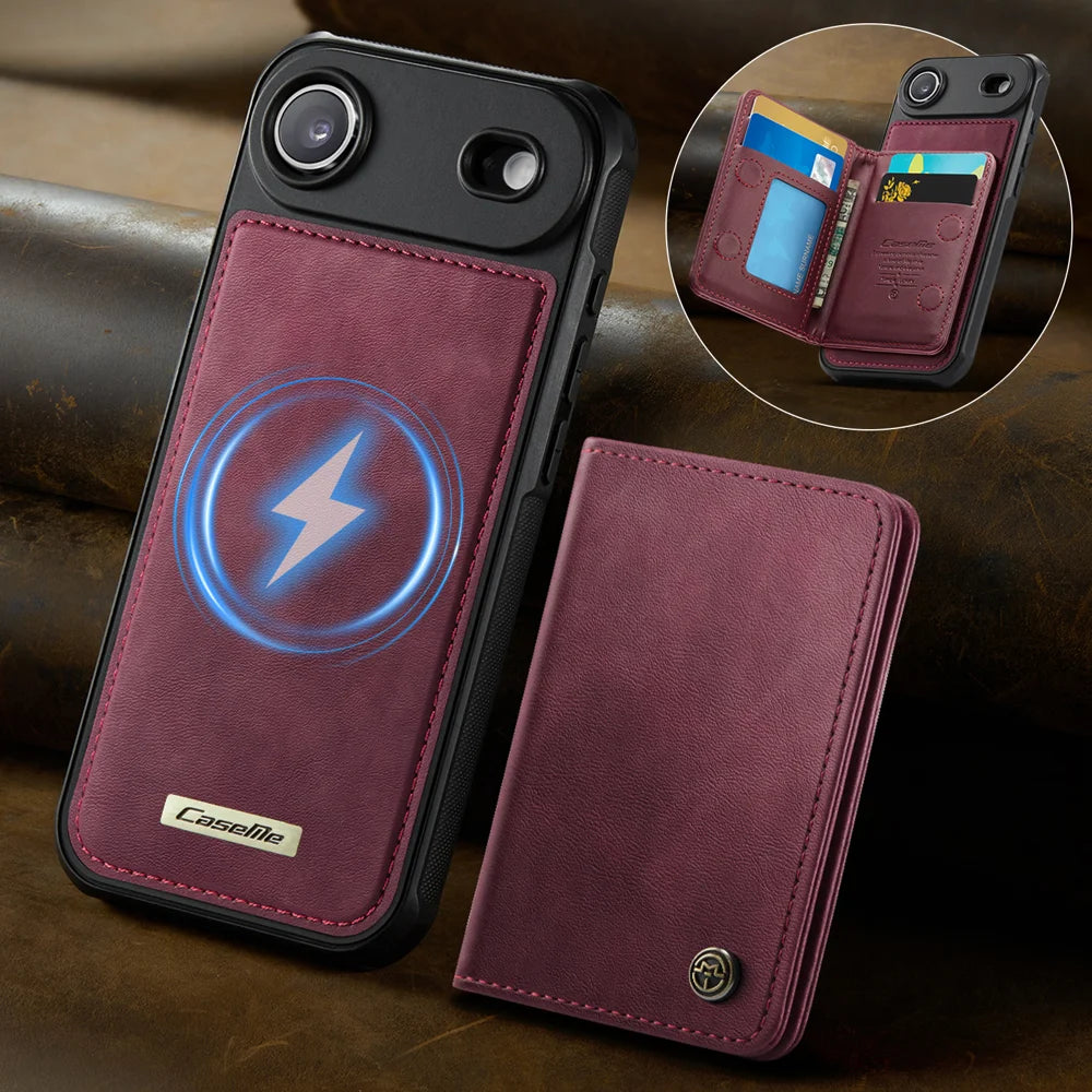 CASEME For iPhone Air Magnetic Case  ME80 Series Leather PC TPU Phone Cover with Detachable Wallet - Red - 2