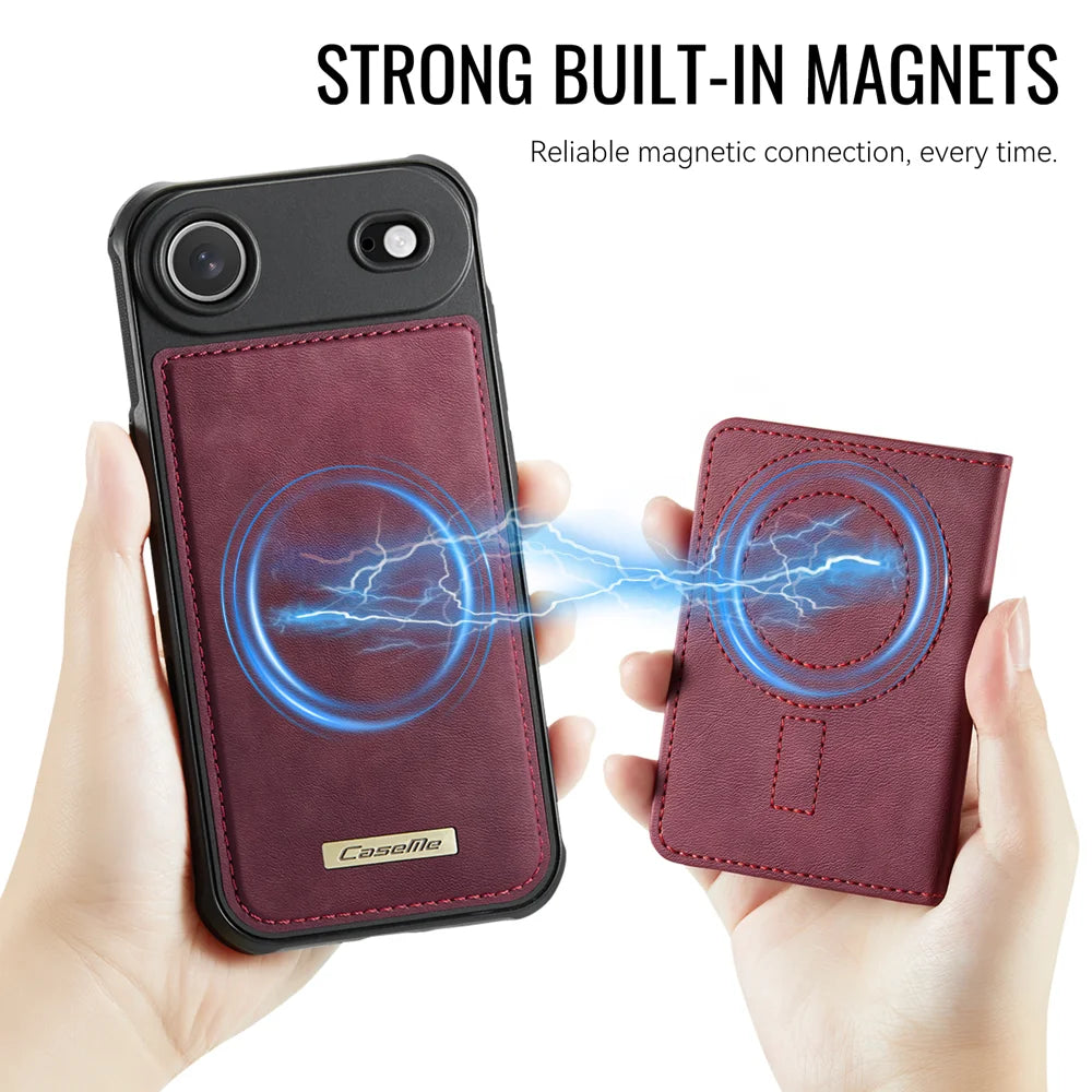 CASEME For iPhone Air Magnetic Case  ME80 Series Leather PC TPU Phone Cover with Detachable Wallet - Red - 6