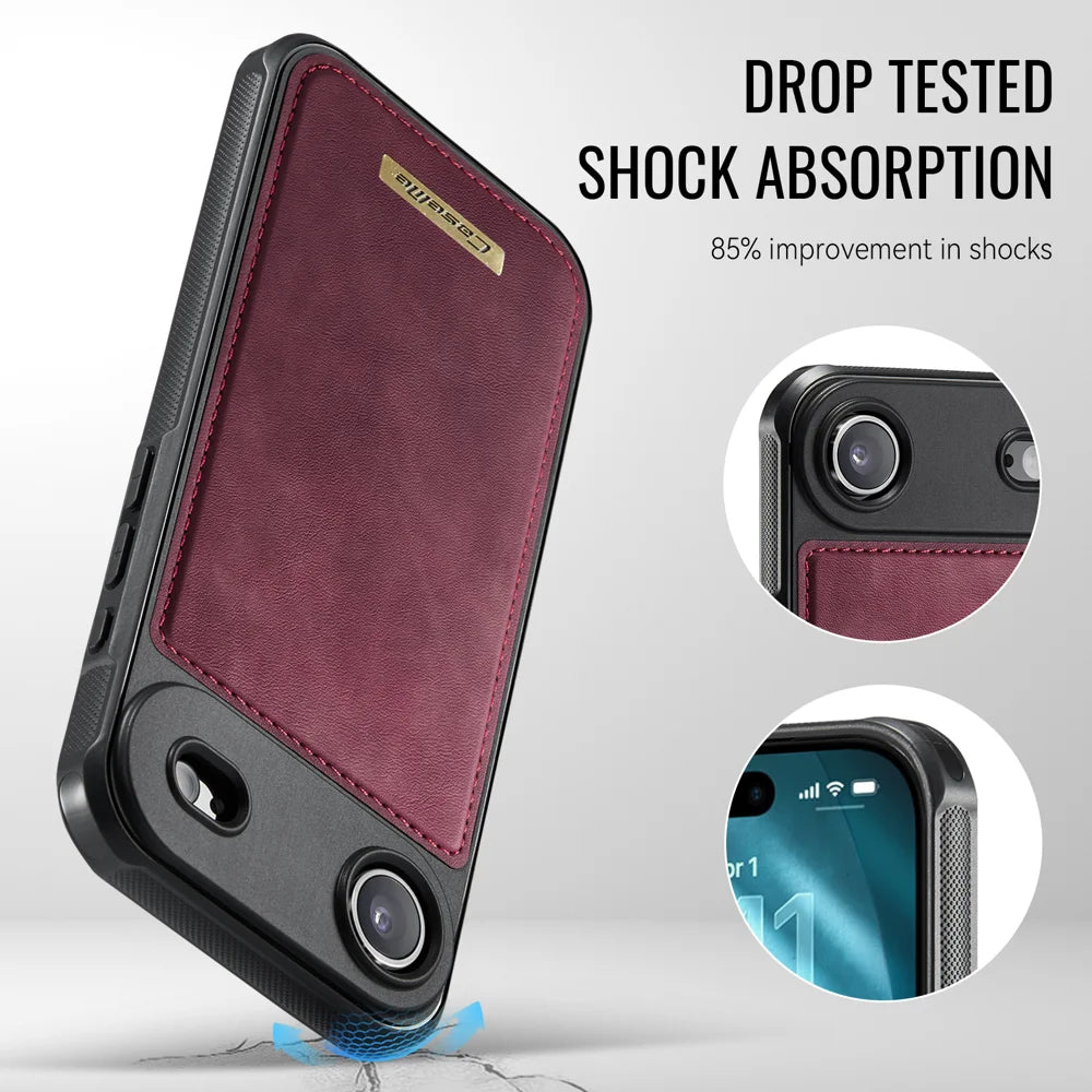 CASEME For iPhone Air Magnetic Case  ME80 Series Leather PC TPU Phone Cover with Detachable Wallet - Red - 7