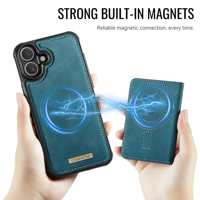 CASEME For iPhone 16 Plus Magnetic Case  ME80 Series Leather PC TPU Phone Cover with Detachable Wallet - Green - 6