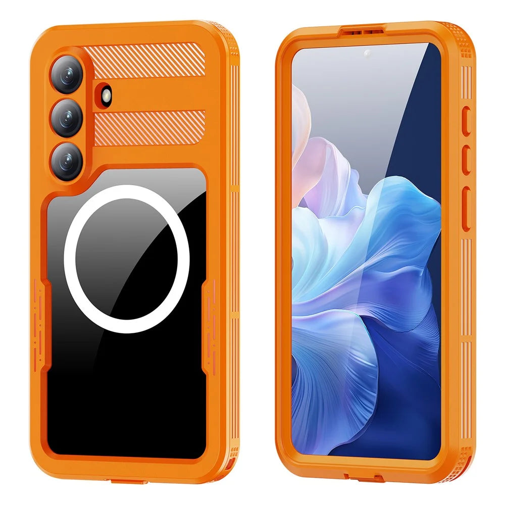 REDPEPPER For Samsung Galaxy S26+ IP68 Waterproof Case Clear Magnetic Phone Cover - Orange - 1