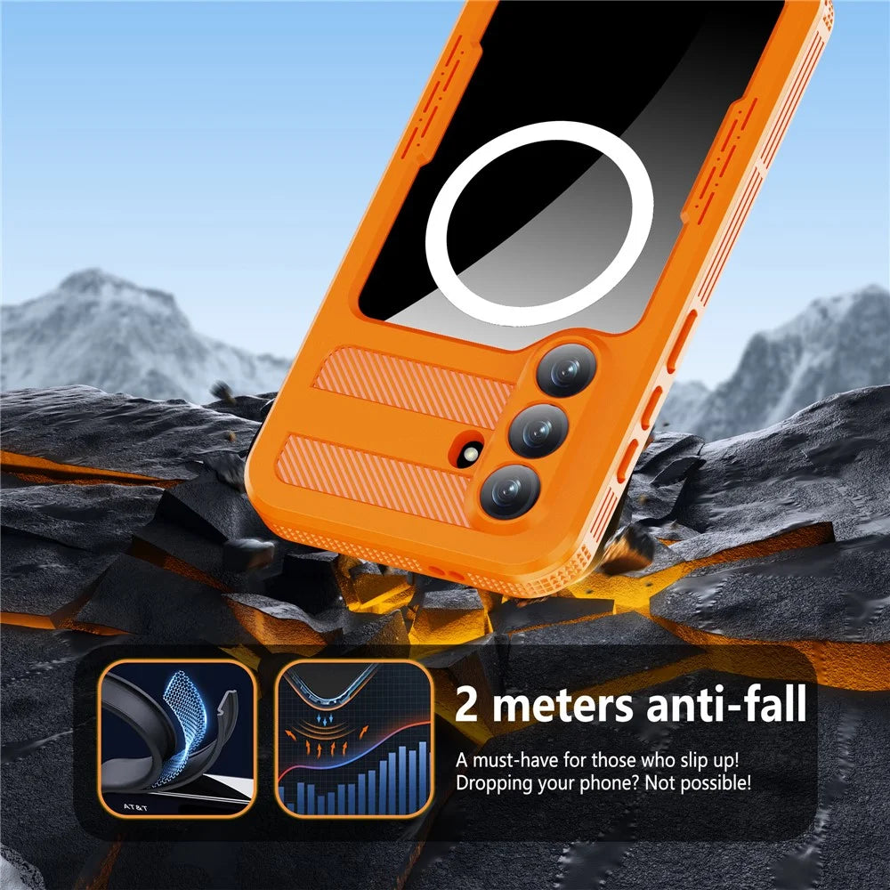 REDPEPPER For Samsung Galaxy S26+ IP68 Waterproof Case Clear Magnetic Phone Cover - Orange - 5