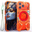 For iPhone 17 Pro Max Bumper Case Kickstand Aluminum Alloy Magnetic Phone Cover with Wrist Strap Compatible with MagSafe - Orange - 1