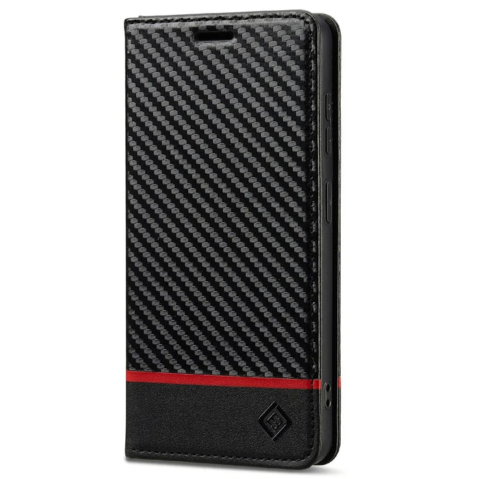 LC.IMEEKE For Samsung Galaxy A37 5G Wallet Case Carbon Fiber Texture Leather Phone Cover - Horizontal Stripe - 5