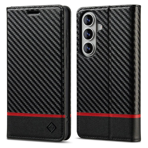 LC.IMEEKE For Samsung Galaxy A57 5G Wallet Case Carbon Fiber Texture Leather Phone Cover - Horizontal Stripe - 1