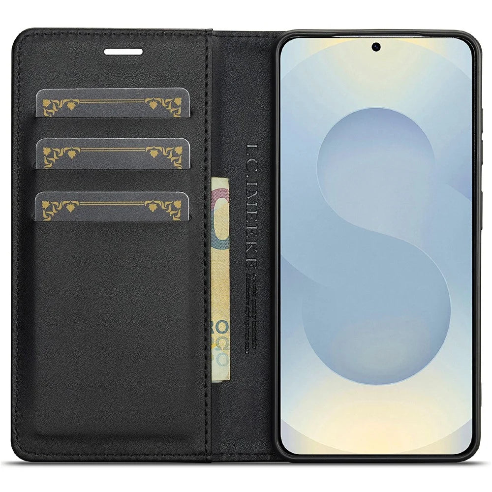 LC.IMEEKE For Samsung Galaxy S26 Wallet Case Carbon Fiber Texture Leather Phone Cover - Horizontal Stripe - 2