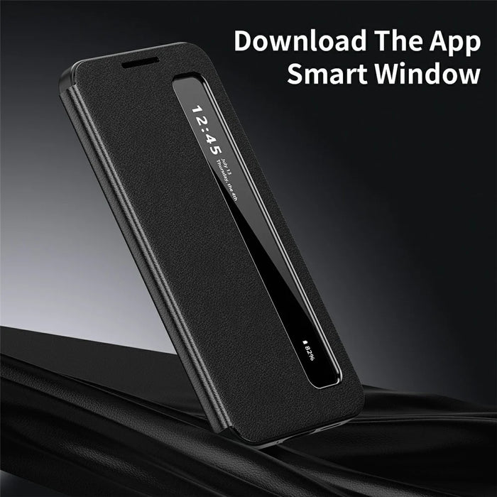 For Samsung Galaxy S26+ Case Smart View Window Leather Phone Cover - Black - 2