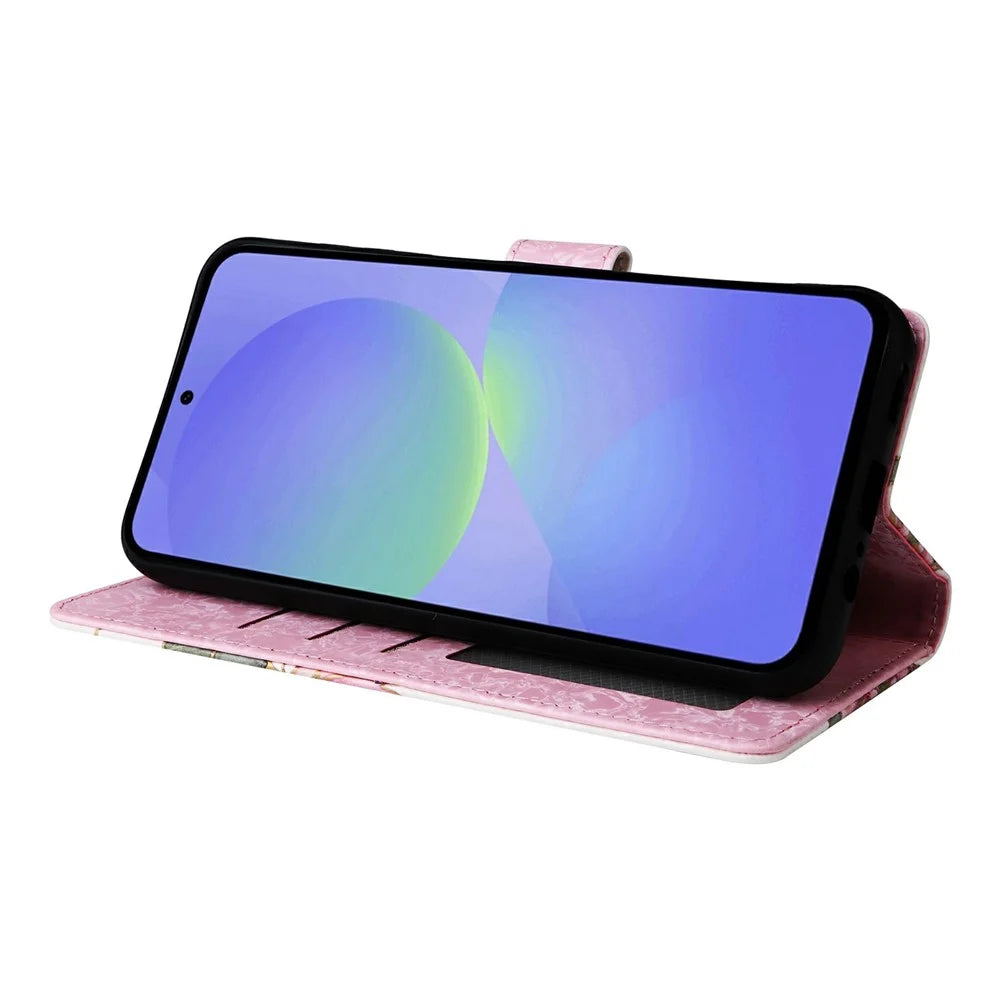 For Samsung Galaxy A37 5G Case RFID Blocking Flower Leather Phone Cover - Flower - 3