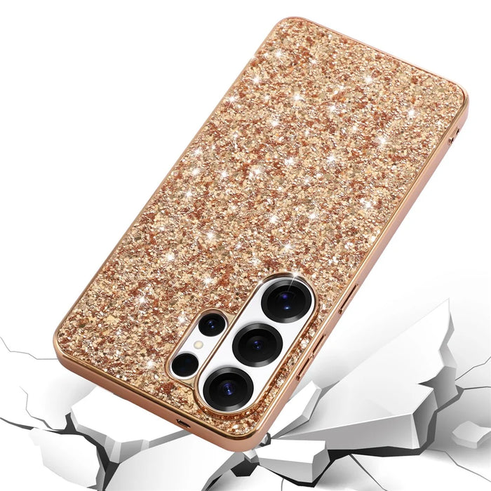 For Samsung Galaxy S26 Ultra Case Electroplating TPU + PC Sparkling Glitter Phone Back Cover - Rose Gold - 2
