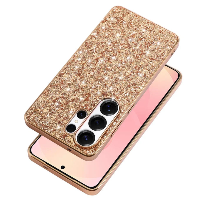 For Samsung Galaxy S26 Ultra Case Electroplating TPU + PC Sparkling Glitter Phone Back Cover - Rose Gold - 3