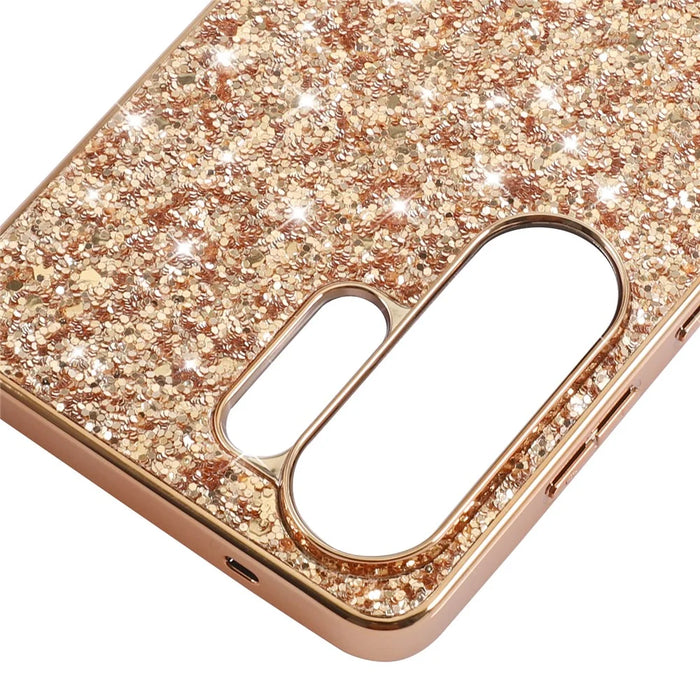 For Samsung Galaxy S26 Ultra Case Electroplating TPU + PC Sparkling Glitter Phone Back Cover - Rose Gold - 5