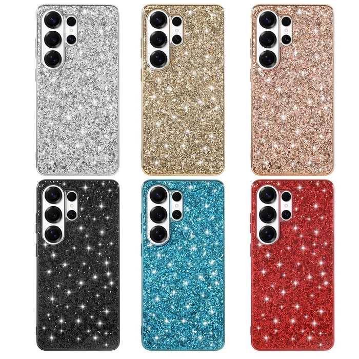 For Samsung Galaxy S26 Ultra Case Electroplating TPU + PC Sparkling Glitter Phone Back Cover - Rose Gold - 7