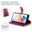 For Realme C85 5G Leather Case Zipper Pocket Wallet Phone Cover with Straps - Red - 3